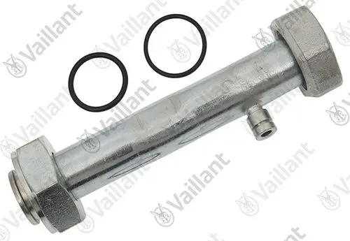 Vaillant Rohr mit zwei O-Ringen, aus metallischem Material, zylindrische Form mit Gewindeverbindungen an beiden Enden.